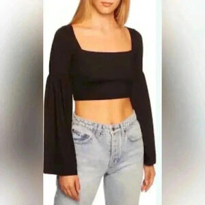 NWT! Susana Monaco Bell Sleeve Crop Top